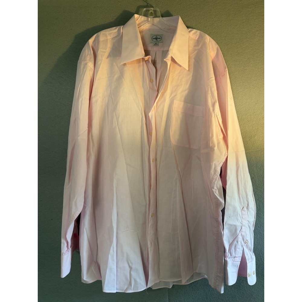 Linea Uomo Dress Shirt Mens 18.5 36/37 Pink Classic Fit Long Sleeve Korea